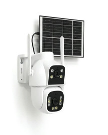 Speed Dome Ip Camera Dupla Placa Solar 4k Hb Tech D72 Branco