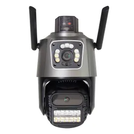 Mini Speed Dome IP Wifi Dupla 6MP Com Sirene e Luz Policial