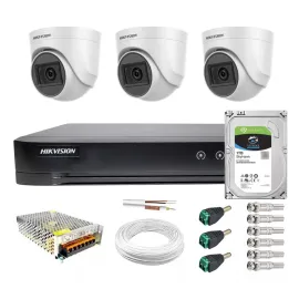 Kit Dvr 4 Canais Hd 1080p Lite Hikvision C/ 3 C�meras Dome