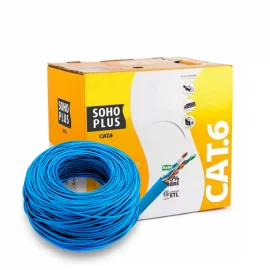 100 Metros Cabo De Rede Cat 6e 24awgx4p Azul Sohoplus