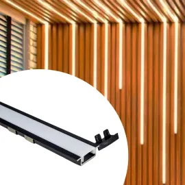 Perfil Suporte De Fita Led Slim De Embutir 2 Metro Preto