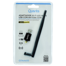 Adaptador Wifi Usb 600mbps Qtaa600 4 2.4ghz 5dbi Preto