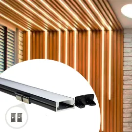 Perfil Suporte De Fita Led Slim De Sobrepor 2 Metros Preto